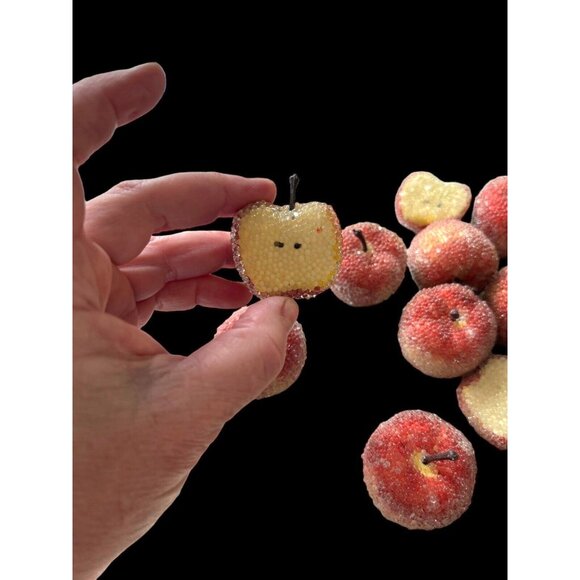 14 Sugared Apple Fruit Decor Small 1.5" Full and 1/2 Size Country Home - Picture 5 of 7